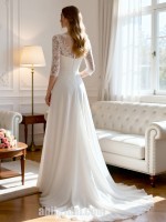 Elegant Floor-Length Wedding Dress with Lace Bodice and Ethereal Tulle Skirt