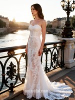 APJbridal Romantic Strapless Lace Mermaid Wedding Dress with Sweetheart Neckline