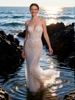 APJbridal Luxury Sexy Strapless Sweetheart Illusion Lace Mermaid Wedding Dress Floor Length Beach Destination Bridal Gown