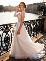 Luxury Beaded A-Line Wedding Dress with Square Neckline & All-over Sequin Embroidery