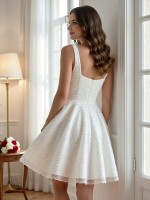 APJbridal Custom Minimalist Scoop Neck A-Line Cathedral Train Wedding Dress with Hidden V-Cut & Heavyweight Satin