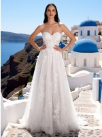 APJbridal Custom Romantic Strapless Sweetheart A-Line Lace Wedding Gown - Destination Wedding Exclusive