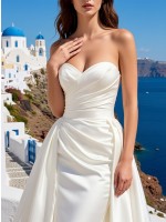 APJbridal 极简心形领A字缎面婚纱 | 圣托里尼目的地婚礼主纱