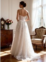Vintage Royal A-Line Strapless Sweetheart Beaded Matte Satin Wedding Dress with Sweep Train